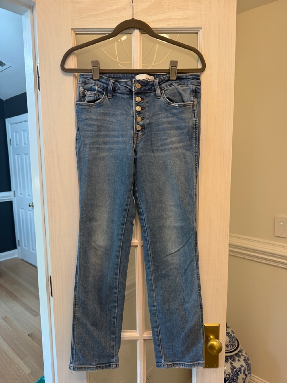 High-Rise Button-Fly Wide-Leg Jeans - Blue